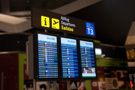 Departure board at an airportのeditorial素材