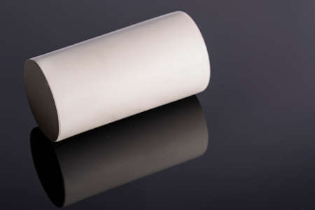 The Cylinder is a geometric figure, a white figure on a black background. Cylinder 3D.の写真素材