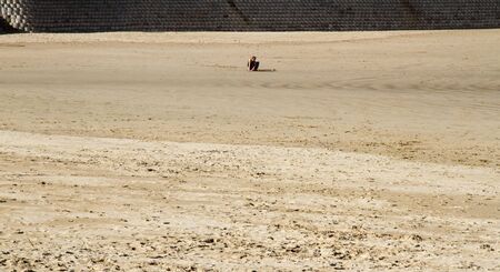 Distant person on beach showing isolation