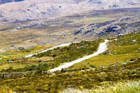 Swartberg Pass showing winding dirt roadの写真素材