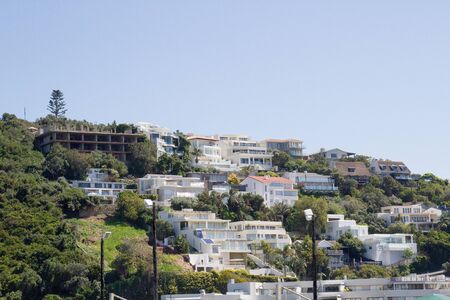 Hillside houses in wealthy town of Plettenberg Bay South Africaの写真素材