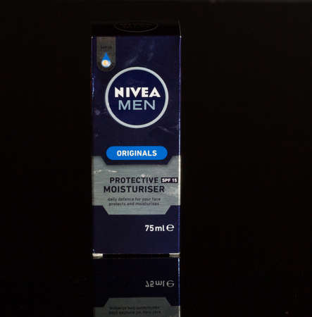 Facial moisturiser developed for use by men and containing an spf 15.のeditorial素材