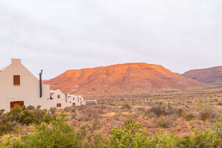 Karoo National Park near Beaufort West, South Africa: view of camp in early dawn lightのeditorial素材