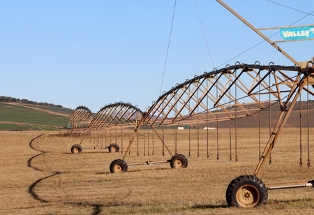 Centre pivot irrigation on farm near Oudtshoorn South Africaのeditorial素材