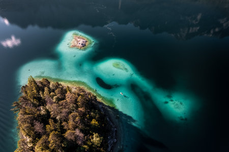 Aerial Drone Picture of Eibsee in Bavaria, Germany
