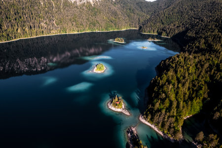 Aerial Drone Picture of Eibsee in Bavaria, Germany
