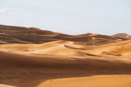 Sand texture in Morocco Sahara Merzouga Desert landscape orientedの写真素材