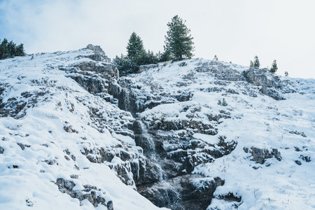 Frozen Waterfall in the Dolomites South Tyrol Italy Tre Cime di Lavaredoの写真素材