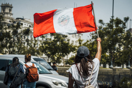 Lima, Peru - January 20, 2023: Protests on the streets of Limaのeditorial素材
