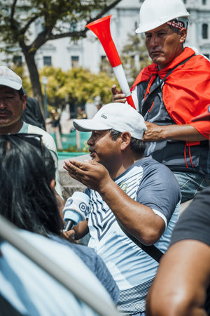 Lima, Peru - January 20, 2023: Protests on the streets of Limaのeditorial素材