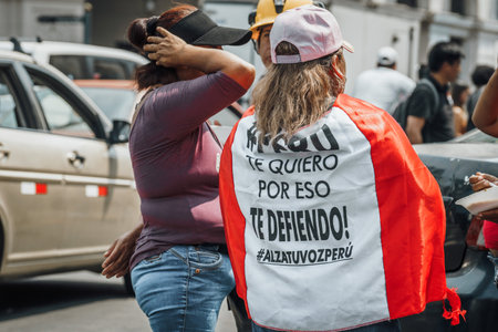 Lima, Peru - January 20, 2023: Protests on the streets of Limaのeditorial素材