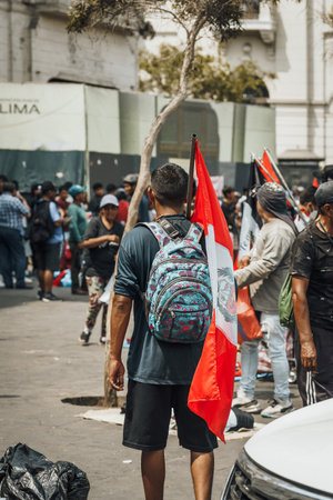 Lima, Peru - January 20, 2023: Protests on the streets of Limaのeditorial素材