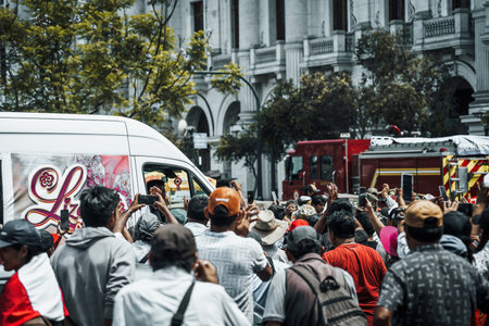 Lima, Peru - January 20, 2023: Protests on the streets of Limaのeditorial素材