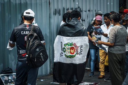 Lima, Peru - January 20, 2023: Protests on the streets of Lima
