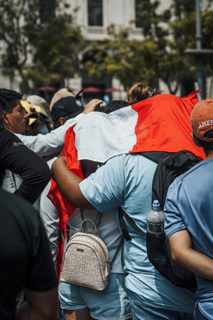 Lima, Peru - January 20, 2023: Protests on the streets of Limaのeditorial素材