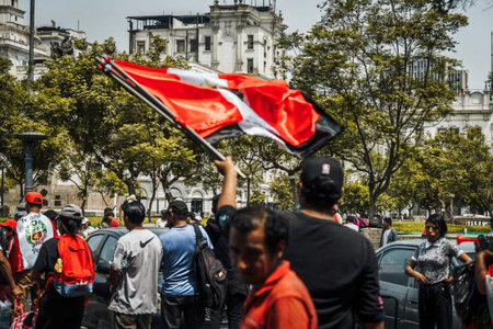 Lima, Peru - January 20, 2023: Protests on the streets of Limaのeditorial素材