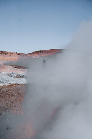 Beautiful view geysers of Bolivia South America Salt Flat Uyuni
