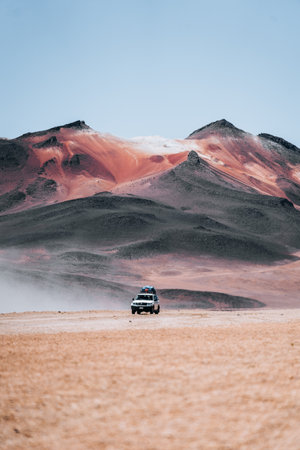 Beautiful view off road trip 4x4 in Bolivia South America Salt Flat Uyuniの写真素材