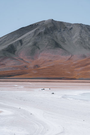Beautiful view of White Lagoon in Bolivia South America Salt Flat Uyuniの写真素材