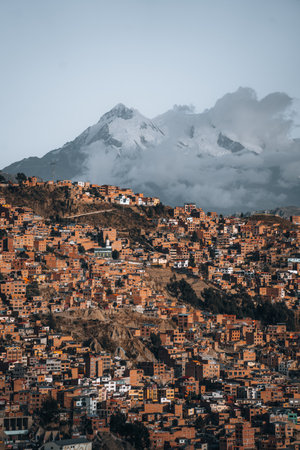 Amazing Panoramic View of Capital of Bolivia La Paz South America El Altoの写真素材