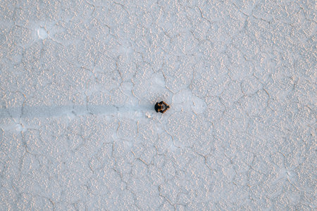 Drone Aerial Photo of person Bolivia Salar de Uyuni Salt Flatsの写真素材