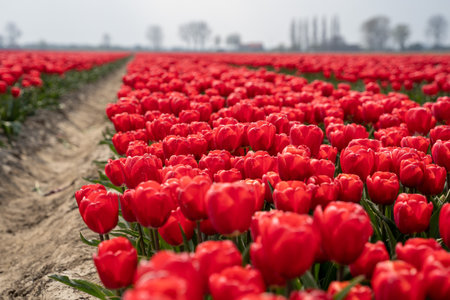 Colourful tulip fields, captured in The Netherlands during Spring seasonの写真素材