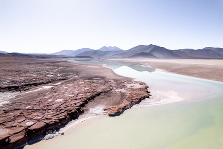 Piedras Rojas Red Rocks Lagoon in San Pedro de Atacama Chileの写真素材