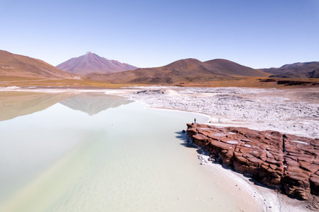 Piedras Rojas Red Rocks Lagoon in San Pedro de Atacama Chileの写真素材