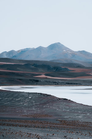 Piedras Rojas Red Rocks Lagoon in San Pedro de Atacama Chileの写真素材