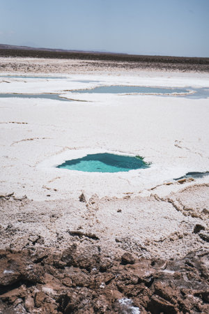 Salt Lagoon with Crystal Clear Water Baltinache Lagoon San Pedro de Atacamaの写真素材