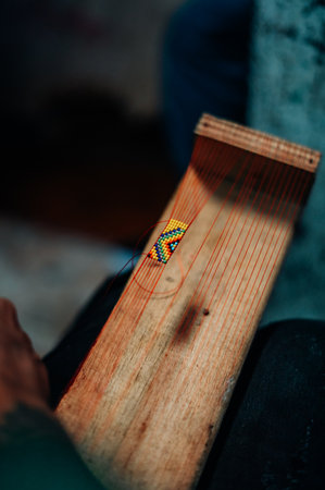 Embera Community of Medellin making Jewelry in Colombiaの写真素材