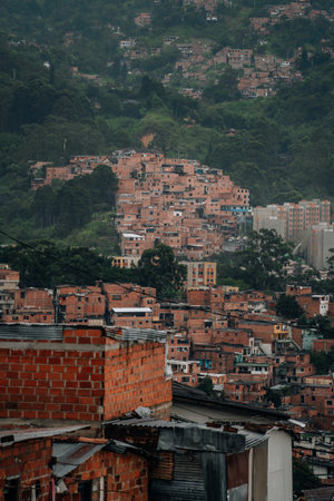 Photos in the streets of Comuna 13 Neighbourhood in Medellin, Colombiaの写真素材