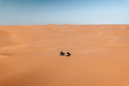 4 Wheel Drive cars at desert trip through Sandwich Harbour, Namibia, Africaの写真素材