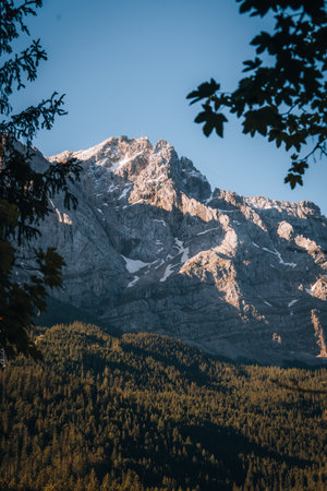 Morning photo of Eibsee Mountain Lake, Garmisch Partenkirchen, Bavaria, Germanyの写真素材