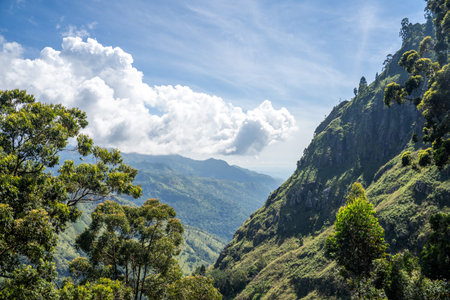 Little Adams Peak landscape during a sunny day in Ella, Sri Lankaの写真素材