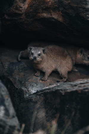 Rock Hyrax, Dassie, Procavia capensis, common in South Africa and Namibiaの写真素材