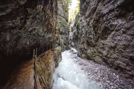 Partnachklamm, Gorge and canyon in Garmisch Partenkirchen, Bavaria Germanyの写真素材