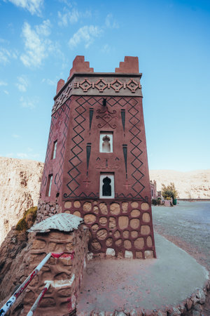 Nature, rocks, houses and mountains in Dades Gorge Moroccoの写真素材