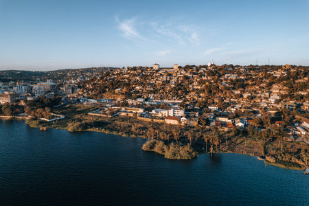 Aerial Photo of Mwanza, next to Lake Victoria, City of Rocks, Tanzaniaの写真素材