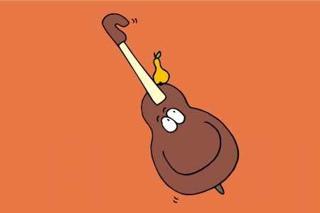 Cartoon contrabass flirt with happy funny pearのイラスト素材