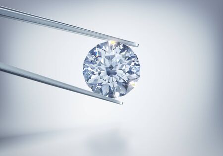 Diamond with tweezers - 3D illustrationの写真素材