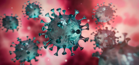 virus inside human body - flu outbreak or viruses influenza - 3D illustrationの写真素材