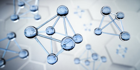 Octahedron glass molecule structure visualization - 3D illustration