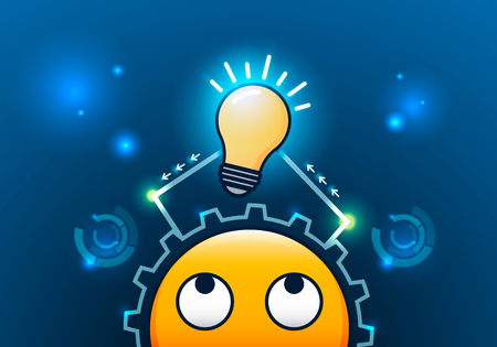 Emoji with a creative brain processing new ideas.のイラスト素材