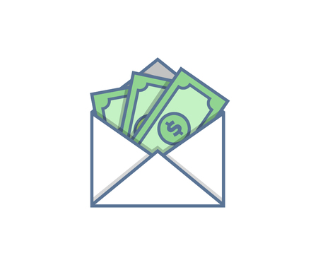 Email envelope delivery with cash vector icon trendy illustrationのイラスト素材