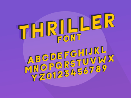 Thriller font typeface. Vector design unique font with cartoon show effectのイラスト素材