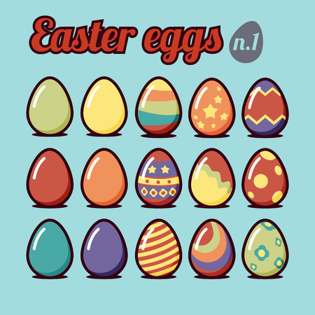 Easter eggs set. Vector icon design retro illustrationのイラスト素材