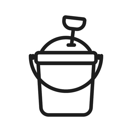 Sand bucket for kids icon. Vector thin line illustration for playgrounds and beach children leisure timeのイラスト素材