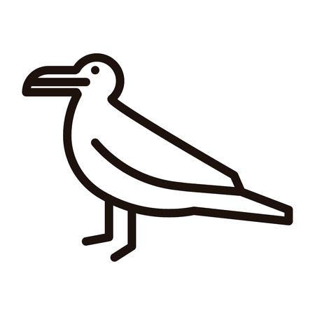 Seagull thin line stylized icon. Vector illustration of a sea birdのイラスト素材