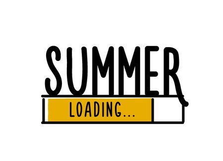 Doodle Summer Loading illustration screen. Progress bar almost reaching summer. Vector illustration...